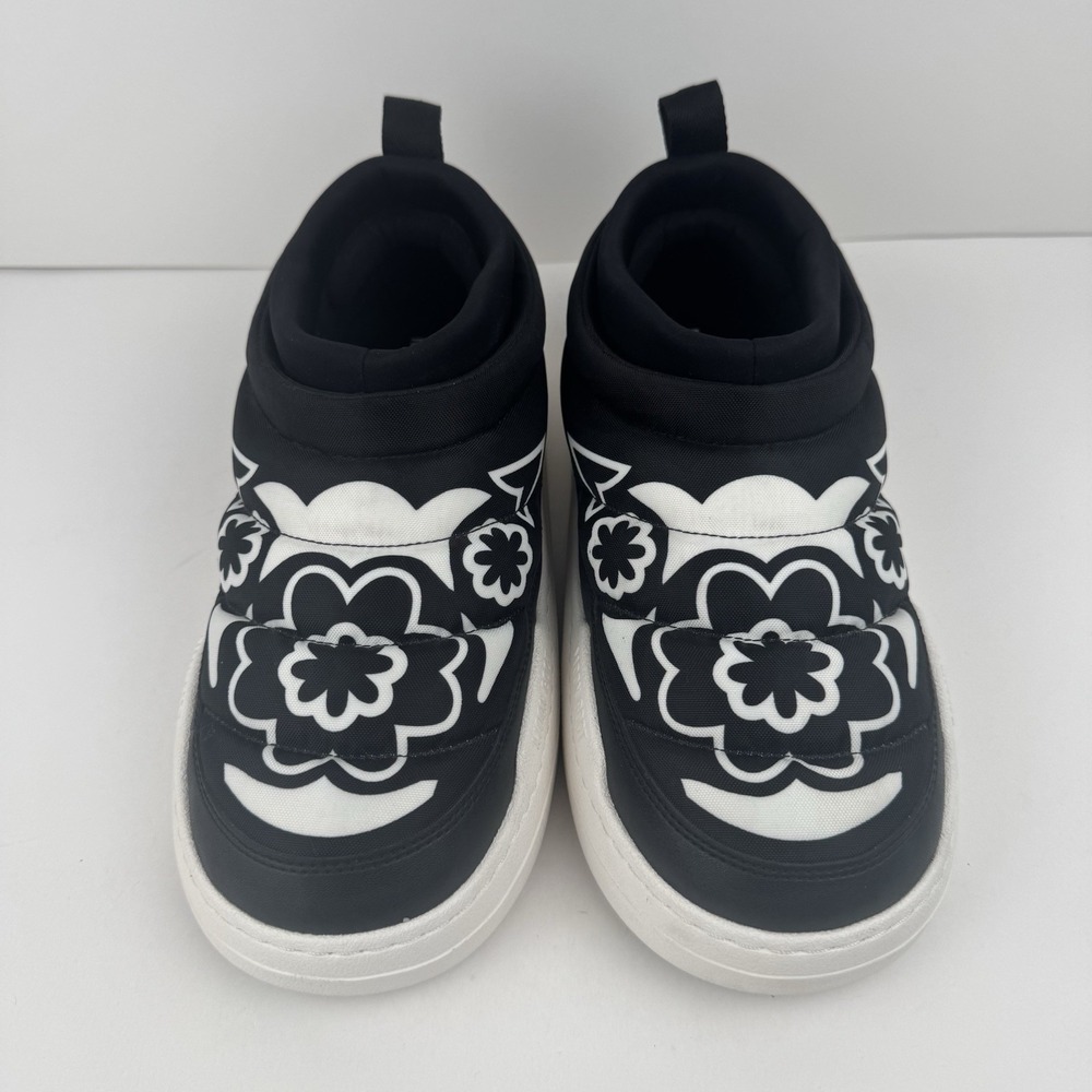 Moon Boot Black White Puffy Floral Puffy Platform Sneakers